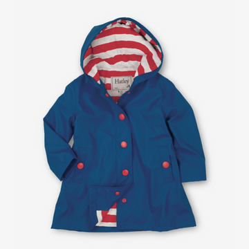 Red Button-Up Splash Rain Jacket